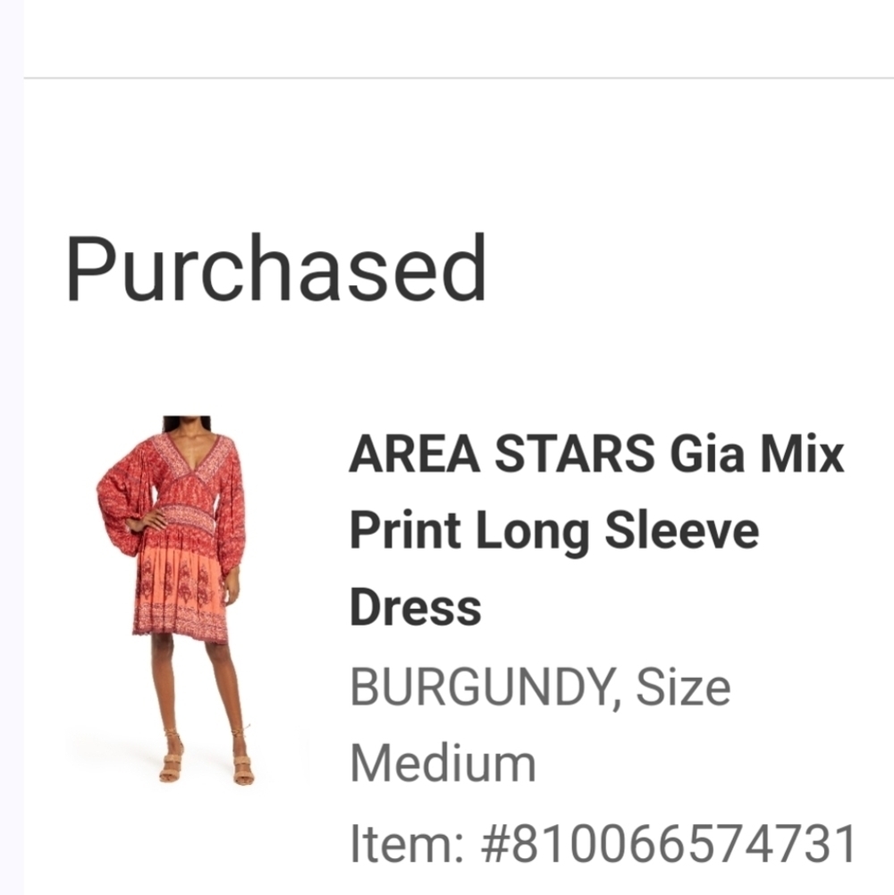 Area Stars His Mix Print Long Sleeve Dress M - Picture 13 of 15